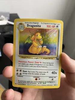 Pokemon TCG Dragonite Fossil 4/62 Holo 1999-2000 Wizards Base Set Copyright Holo - Image 1