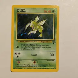 Scyther #17/130 Holo Rare Pokemon Base Set 2 Vintage WOTC - Image 1