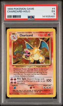 141635481 Charizard 1999 Pokemon Unlimited #4 Rare Holo PSA 5 - Image 1
