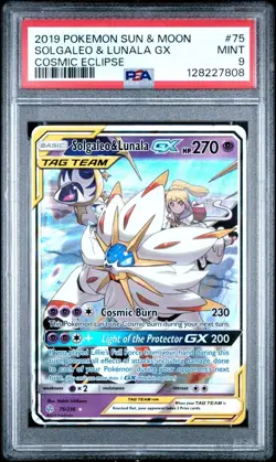 2019 Pokemon Cosmic Eclipse Solgaleo & Lunala GX #75/236 PSA 9 - Image 1