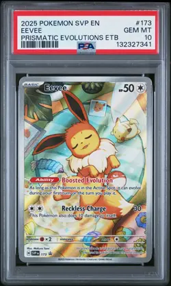 132327341 Eevee 2025 Pokemon SV Prismatic Evolutions ETB Promo #173 PSA 10 - Image 1