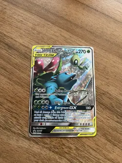 Pokemon TCG Celebi & Venusaur GX SM167 Promo Tag Team Holo Card NM Condition - Image 1