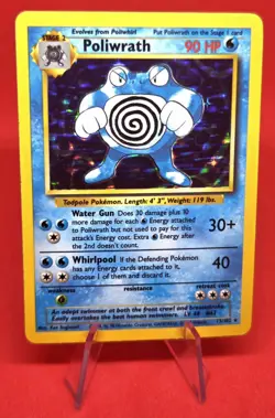 Pokemon 1999 TCG Poliwrath Base Set Holo Rare Card 13/102 90 HP Stage 2 VINTAGE - Image 1
