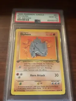 1999 Pokemon Card Jungle Set 1st Edition Rhyhorn #61 PSA 10 GEM MT English 61/64 - Image 1