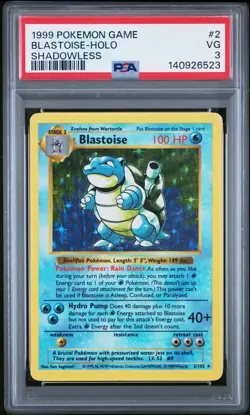 140926523 Blastoise 1999 Pokemon Shadowless #2 Holo PSA 3 - Image 1
