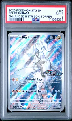 2025 POKEMON JTG EN-JOURNEY TOGETHER #167 N'S RESHIRAM PSA 9 - Image 1