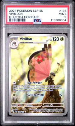 2024 POKEMON SSP EN-SURGING SPARKS ILLUSTRATION RARE #193 VIVILLON PSA 9 - Image 1
