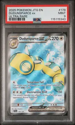 2025 POKEMON JTG EN-JOURNEY TOGETHER ULTRA RARE #178 DUDUNSPARCE EX PSA 9 - Image 1