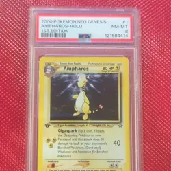 Pokemon Ampharos 1/111 Neo Genesis 1st Edition Holo Rare PSA 8 Wizards - Image 1