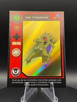 2025 POKEMON POKEDEX Kanto #248 TYRANITAR Peru Edition Gold Holo Foil - Image 3