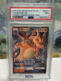 2019 Pokemon Hidden Fates Charizard GX Black Star Promo #SM211 PSA 9 MINT - Image 1