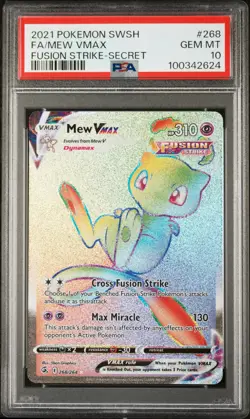2021 Pokemon Sword & Shield Fusion Strike #268 Mew Vmax PSA 10 - Image 1