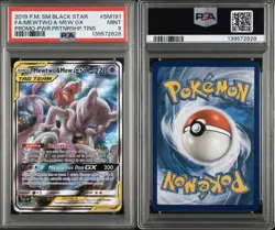 PSA 9 2019 POKEMON SM BLACK STAR PROMO #SM191 FULL ART/MEWTWO & MEW GX TAG TEAM - Image 3