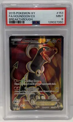2015 Pokemon XY Houndoom EX Full Art Breakthrough PSA 9 Mint - Image 1