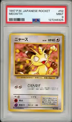 1997 Pokemon Japanese Rocket Meowth #52 PSA 9 - Image 1