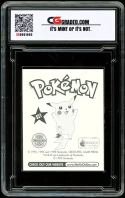 1999 Pokemon Topps Merlin #S21 SPECIAL GLITTER HOLO PRISM Sticker Eevee ~ CG 10 - Image 2