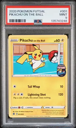 2020 POKEMON FUTSAL #001 PIKACHU ON THE BALL PSA 9 - Image 1
