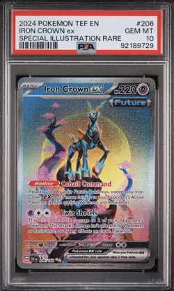 PSA 10 GEM MINT Iron Crown ex SIR 206/162 Pokemon Temporal Forces - Image 1