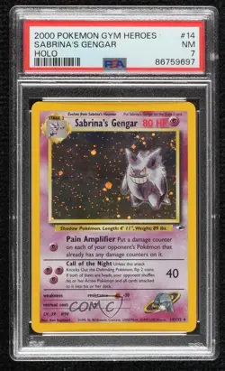 Sabrina's Gengar Holo Pokemon Gym Heroes PSA 7 2000 - Image 1
