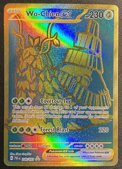 Wo-Chien ex Full Art Gold HR 240/091 Pokemon TCG Paldean Fates Gold Hyper Rare - Image 1