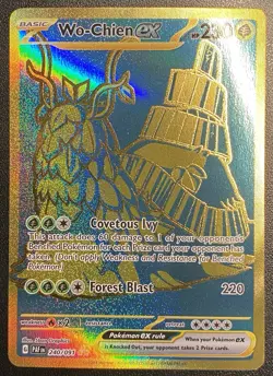 Wo-Chien ex Full Art Gold HR 240/091 Pokemon TCG Paldean Fates Gold Hyper Rare - Image 2