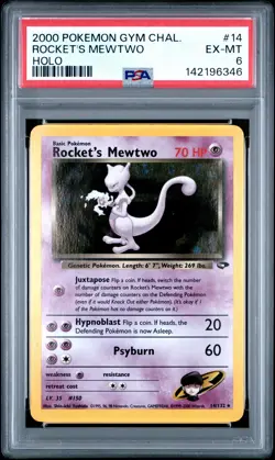 142196346 Rocket's Mewtwo 2000 Pokemon Gym Challenge #14 Holo PSA 6 - Image 1