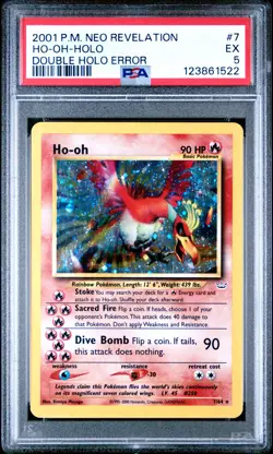 2001 POKEMON NEO REVELATION DOUBLE HOLO ERR #7 HO-OH-HOLO PSA 5 - Image 1