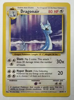 Pokemon Dragonair Base Set Unlimited Rare 18/102 Vintage - Image 1