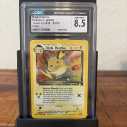 CGC 8.5 Dark Raichu Team Rocket 83/82 Holo Pokemon Card - Image 1