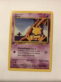 Pokemon TCG Abra Base Set 43/102 Regular 1st Edition Common Spanish Card - Image 1