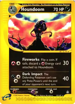 Pokemon TCG Houndoom Aquapolis Card 15/147 WoTC Non Holo Rare LP - Image 1