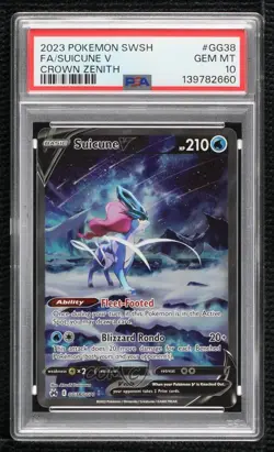 Full Art - Suicune V Pokemon Sword & Shield Crown Zenith Galarian Gallery PSA 10 - Image 1