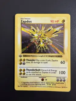 Pokemon TCG Zapdos 1st Edition Holo Shadowless Base Set - Image 1