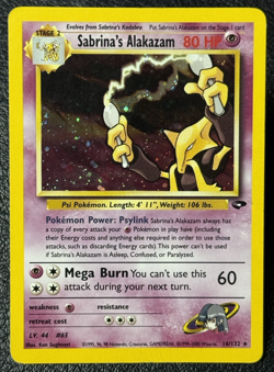 Sabrina's Alakazam 16/132 Holo Rare - Vintage Pokemon TCG: Gym Challenge - MP/HP - Image 1