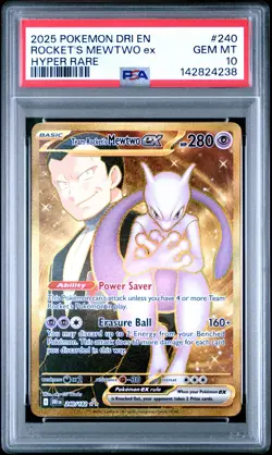 2025 POKEMON DRI EN-DESTINED RIVALS HYPER RARE TEAM ROCKET'S MEWTWO EX PSA 10 - Image 1