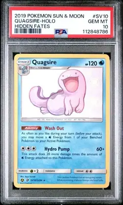 2019 Pokemon SUN & MOON QUAGSIRE - HOLO HIDDEN FATES PSA 10 - Image 1