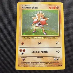 Hitmonchan #7 / 102 Base Set Holo - LP - Pokemon 1999 TCG WOTC Vintage - Image 1