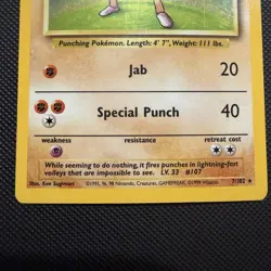 Hitmonchan #7 / 102 Base Set Holo - LP - Pokemon 1999 TCG WOTC Vintage - Image 3
