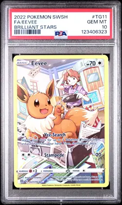 2022 POKEMON SWORD & SHIELD BRILLIANT STARS #TG11 FULL ART/EEVEE PSA 10 - Image 1