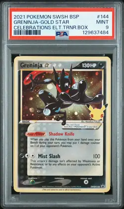 2021 POKEMON SWSH BLACK STAR PROMO #144 GRENINJA-GOLD STAR PSA 9 - Image 1