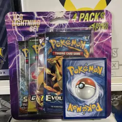 Fairfield Pokemon TCG Lightning Set Booster 4 Packs 1 Bonus Card evolutions xy 97712544540 - Image 1