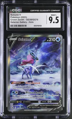 CGC 9.5 Suicune V GG38/GG70 Galarian Gallery Holo Crown Zenith Pokemon Card - Image 1