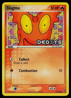 Pokemon Card - Slugma Deoxys 74/107 Common Reverse Holo Stamped - Image 1