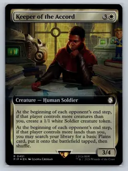 MTG Fallout Extended Art Foil #451 Keeper of the Accord Rare Creature Human - Image 1