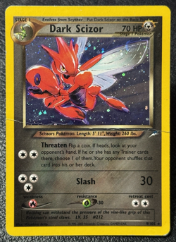 Dark Scizor 9/105 - Holo Rare - Vintage Pokemon TCG: Neo Destiny - DMG - Image 1