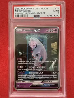 2017 POKEMON SUN & MOON SHINING LEGENDS SECRET #78 MEWTWO GX PSA 9 - Image 1