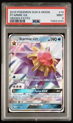 2019 Pokemon Sun & Moon Starmie GX #14 Hidden Fates PSA 9 MINT - Image 1