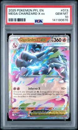 0676 Mega Charizard X ex 2025 Pokemon Phantasmal Flames #13 PSA 10 - Image 1