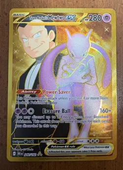 Team Rockets Mewtwo EX Full Art Gold English Card 240/182 Pokemon TCG - Image 1