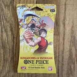 One Piece KINGDOMS OF INTRIGUE English Sleeved Booster OP-04 Sealed 12-Card Pack - Image 1